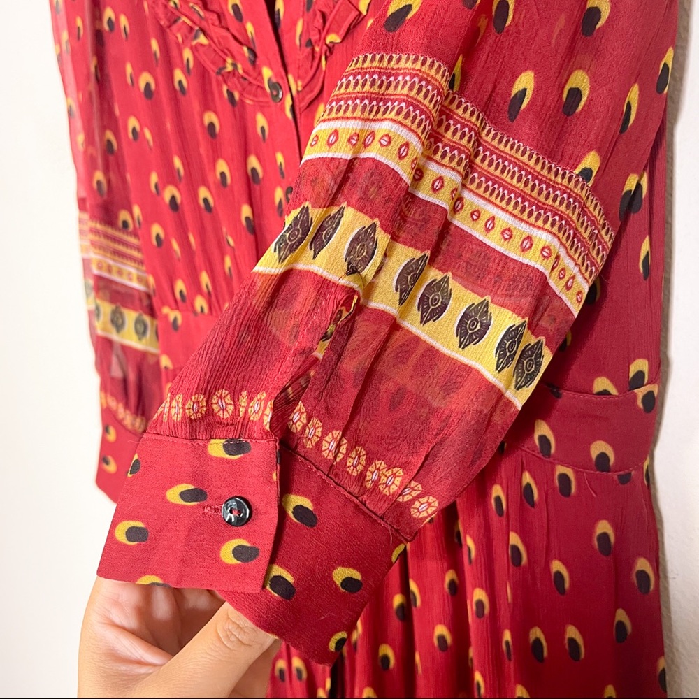 ba&sh Red Patterned Midi Dress - Picture 7 of 9